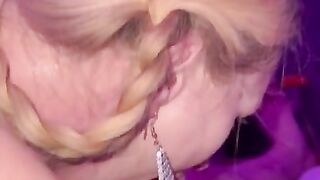 Hot blonde gives him a bj until creampie while getting fingered