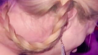 Hot blonde gives him a bj until creampie while getting fingered