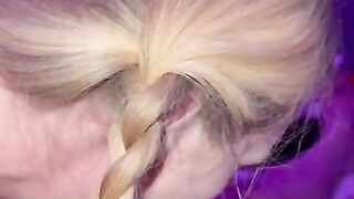 Hot blonde gives him a bj until creampie while getting fingered