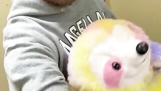 Peeing in the Sink Pretending my Stuffed Animal has a Penis