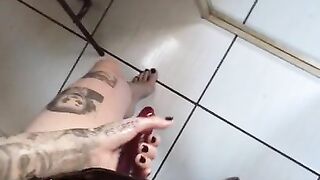 jerking off my strap-on I cum hard moaning. Uncut on onlyfans @dark.paradise