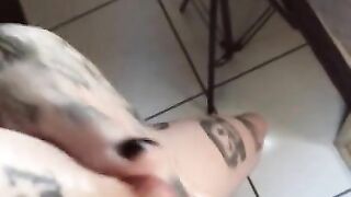 jerking off my strap-on I cum hard moaning. Uncut on onlyfans @dark.paradise