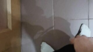 Boy stripping cock reveal and nasty cumshot on the wall ????