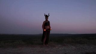 Candels Dance against the background of the night sky