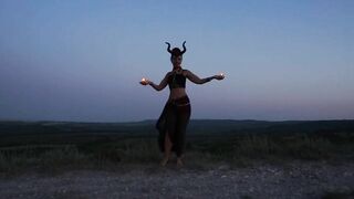 Candels Dance against the background of the night sky