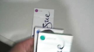 I try to cum on the Vogue cigarette pack and miss it