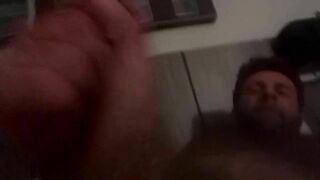 Strokin rock hard cock after blasting