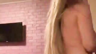 Blonde beauty slaps her big ass.