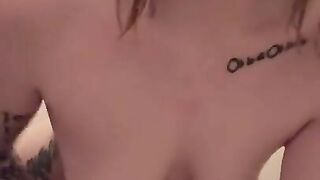 Redhead milf rides purple giant