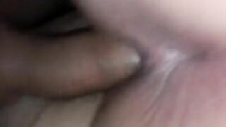 Fucking my creampie into her tight pussy