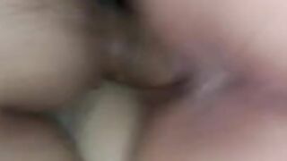 Fucking my creampie into her tight pussy