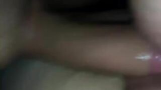 Fucking my creampie into her tight pussy