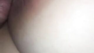 Fucking my creampie into her tight pussy