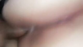 Fucking my creampie into her tight pussy