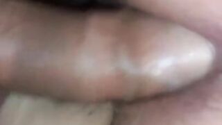 Fucking my creampie into her tight pussy