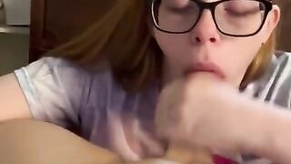 Redhead gets comfortable then takes a load