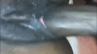 Covered this dykes pretty pussy with my cum (last second pull out)