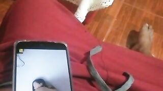 Masturbating on Lana Rhoades