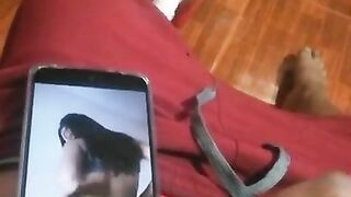 Masturbating on Lana Rhoades