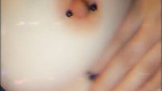 Playing with my boobs and pierced nipples