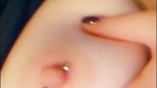 Playing with my boobs and pierced nipples