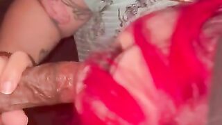 Redhead Latina Swallows BBC in bathroom