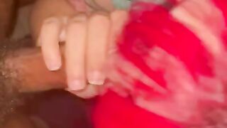 Redhead Latina Swallows BBC in bathroom