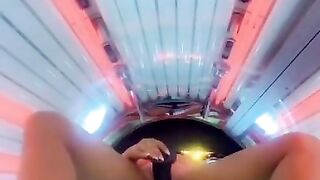 Fucking my huge bbc dildo & squirting in public tanning bed