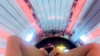 Fucking my huge bbc dildo & squirting in public tanning bed