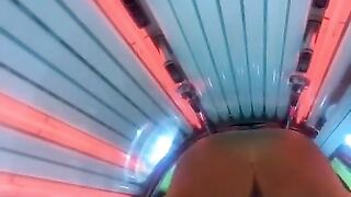 Fucking my huge bbc dildo & squirting in public tanning bed
