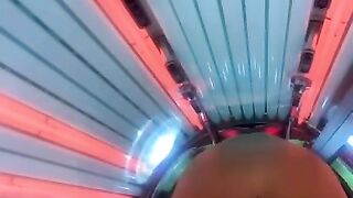 Fucking my huge bbc dildo & squirting in public tanning bed