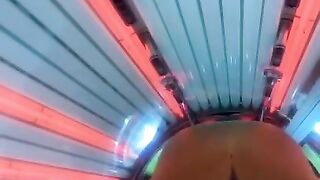 Fucking my huge bbc dildo & squirting in public tanning bed
