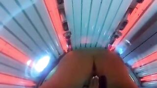 Fucking my huge bbc dildo & squirting in public tanning bed