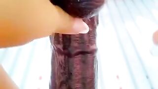 Fucking my huge bbc dildo & squirting in public tanning bed