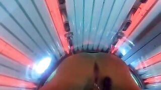 Fucking my huge bbc dildo & squirting in public tanning bed