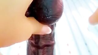 Fucking my huge bbc dildo & squirting in public tanning bed