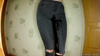 Long endured with groans and finally pissed in jeans