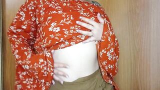 dancing to the music showing changing clothes