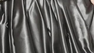 Handjob with grey satin silky saree of online shopping (60