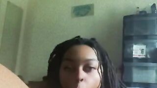 Blowjob from black beauty deep throat and sloppy