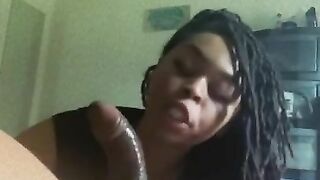 Blowjob from black beauty deep throat and sloppy