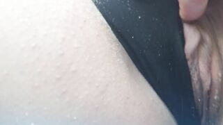 Another pissing and spread my pussy at public beach