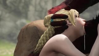 3D Demon Monster Makes Woman Suck Huge Cock