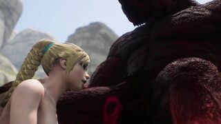 3D Demon Monster Makes Woman Suck Huge Cock