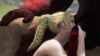 3D Demon Monster Makes Woman Suck Huge Cock