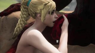 3D Demon Monster Makes Woman Suck Huge Cock