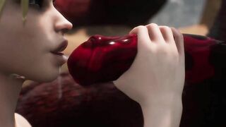 3D Demon Monster Makes Woman Suck Huge Cock