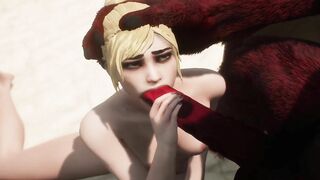 3D Demon Monster Makes Woman Suck Huge Cock
