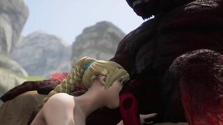 3D Demon Monster Makes Woman Suck Huge Cock