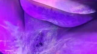 Masturbates covered in uv paint with glow in the dark, major creaming